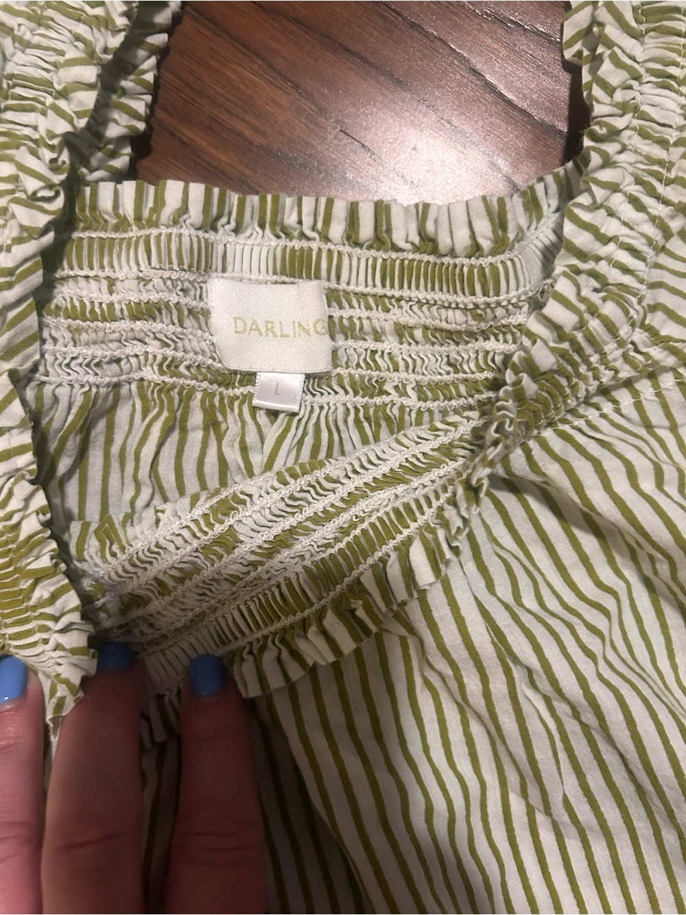 Darling Brand Striped Puff-Sleeve Top and Shorts Set in Light Green Lounge Set - Picture 6 of 6